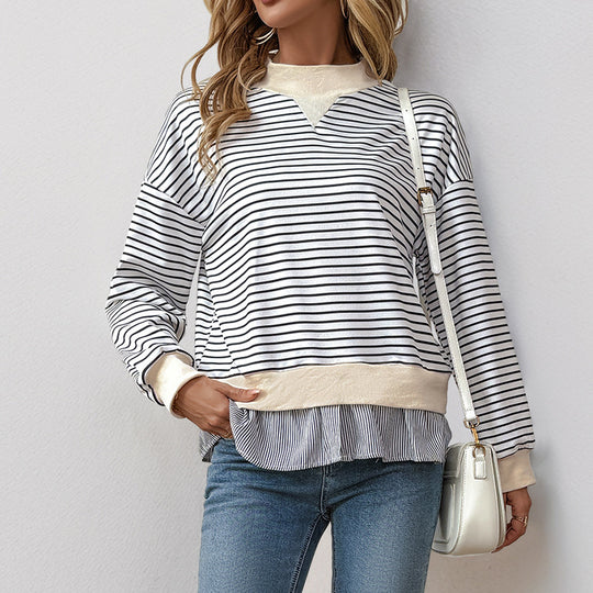 Damen Lässiger Langarm Pullover mit Rippdetails Nord Taschen