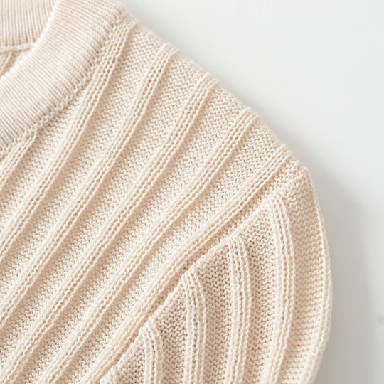 Damen Figurbetontes geripptes Langarm-Feinstrickshirt mit Henley-Knopfleiste Nord Taschen