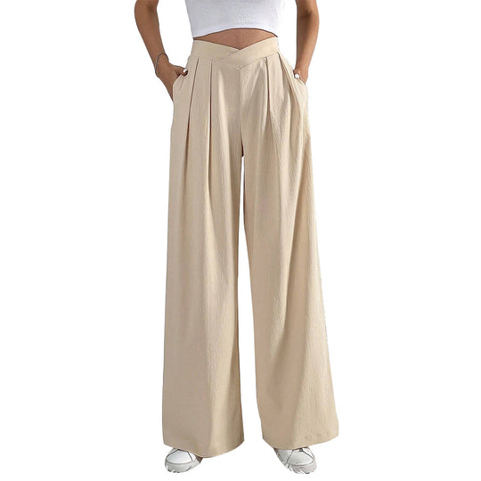 Damen hohe Bund Culotte-Hose mit Faltenlegung und weitem Bein Nord Taschen
