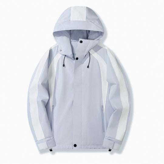 Damen Leichte Kapuzen-Regenjacke mit Kontraststreifen und Mesh‑Futter Nord Taschen