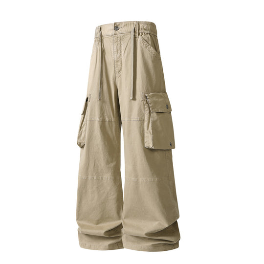 Damen weite Utility-Cargo-Hose mit hoher Taillierung, elastischem Bund und großen Klappentaschen Nord Taschen