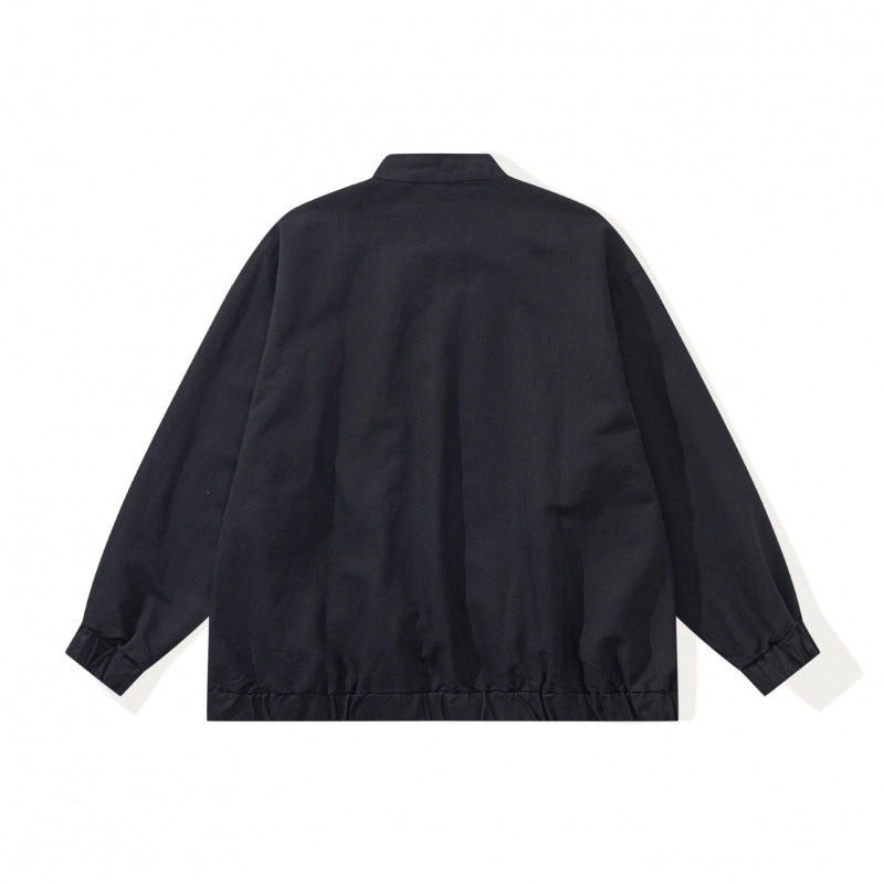 Unisex Boxige leichte Bomberjacke aus Baumwollmix mit Stehkragen, Reißverschluss und Kordelzugsaum Nord Taschen