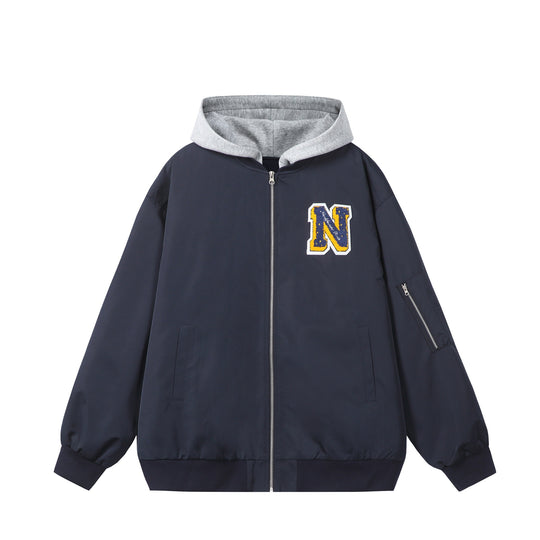 Unisex Boxy-Mehrlagige Bomberjacke mit integrierter Kapuze und Collegiate-Patch Nord Taschen