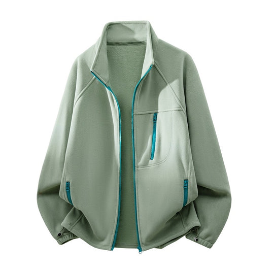 Unisex Leichte Fleecejacke mit Stehkragen, Raglanärmeln und multiplen Reißverschlusstaschen Nord Taschen
