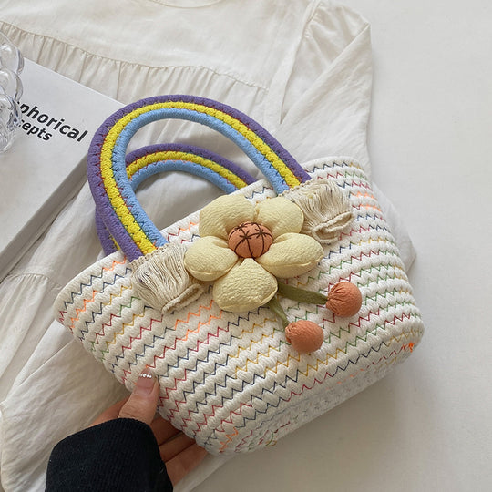 Damen strukturierte Handtasche mit buntem Blumendesign Nord Taschen