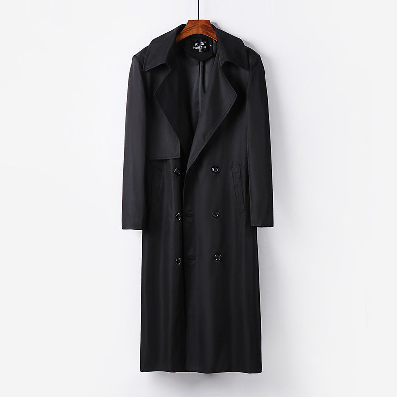 Herren Wasserabweisender Langtrenchcoat mit Taillengürtel und markantem Schalkragen Nord Taschen