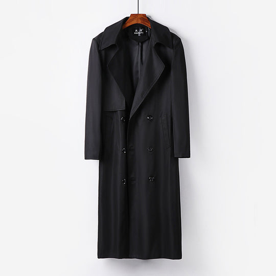 Herren Wasserabweisender Langtrenchcoat mit Taillengürtel und markantem Schalkragen Nord Taschen