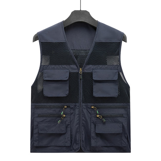 Herren Multifunktionale Mesh-Utility-Weste mit Reißverschluss und Mehrfach-Taschen Nord Taschen