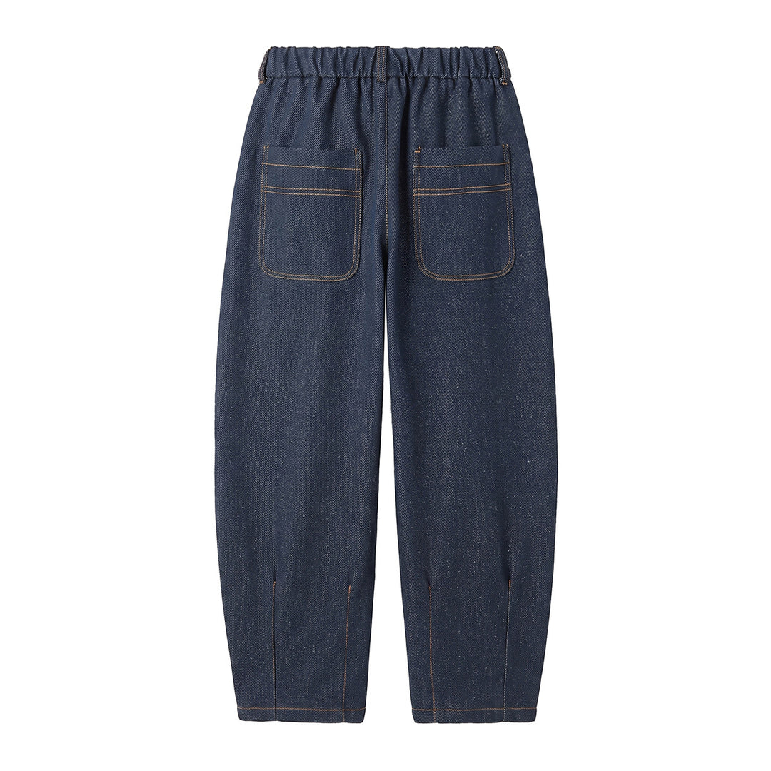 Damen Hochtaillierte Relaxed-Jeanshose mit Bundfalten, Teilungsnähten und elastischem Rückbund Nord Taschen