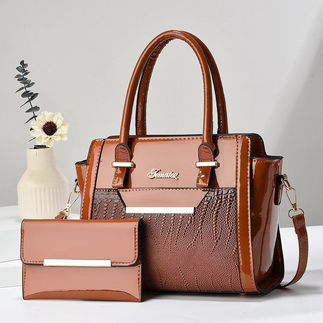 Damen elegante Handtasche mit Doppelgriff und abnehmbarer Clutch Nord Taschen
