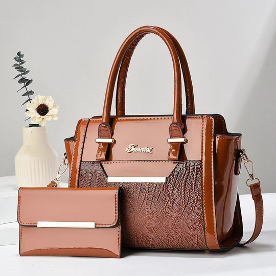 Damen elegante Handtasche mit Doppelgriff und abnehmbarer Clutch Nord Taschen