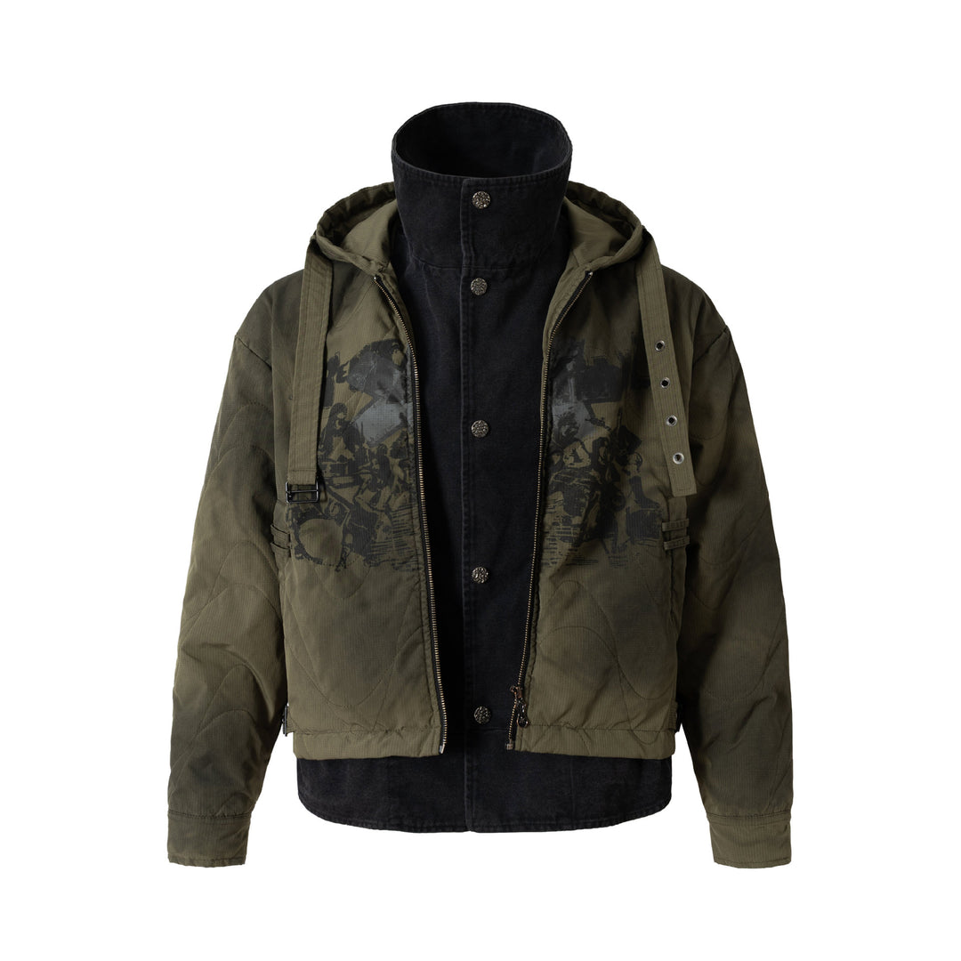 Herren Kurzer Field-Parka mit modularer Innenlage, Kapuze und Cargo‑Taschen Nord Taschen