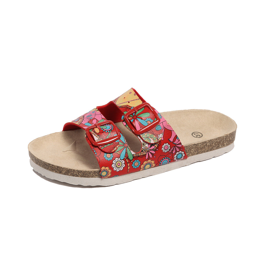 Damen modische Zehentrenner-Sandalen mit floralem Design und anatomischem Fußbett Nord Taschen