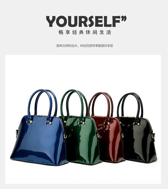 Damen Handtasche mit elegantem Hochglanzfinish und goldenen Verzierungen Nord Taschen