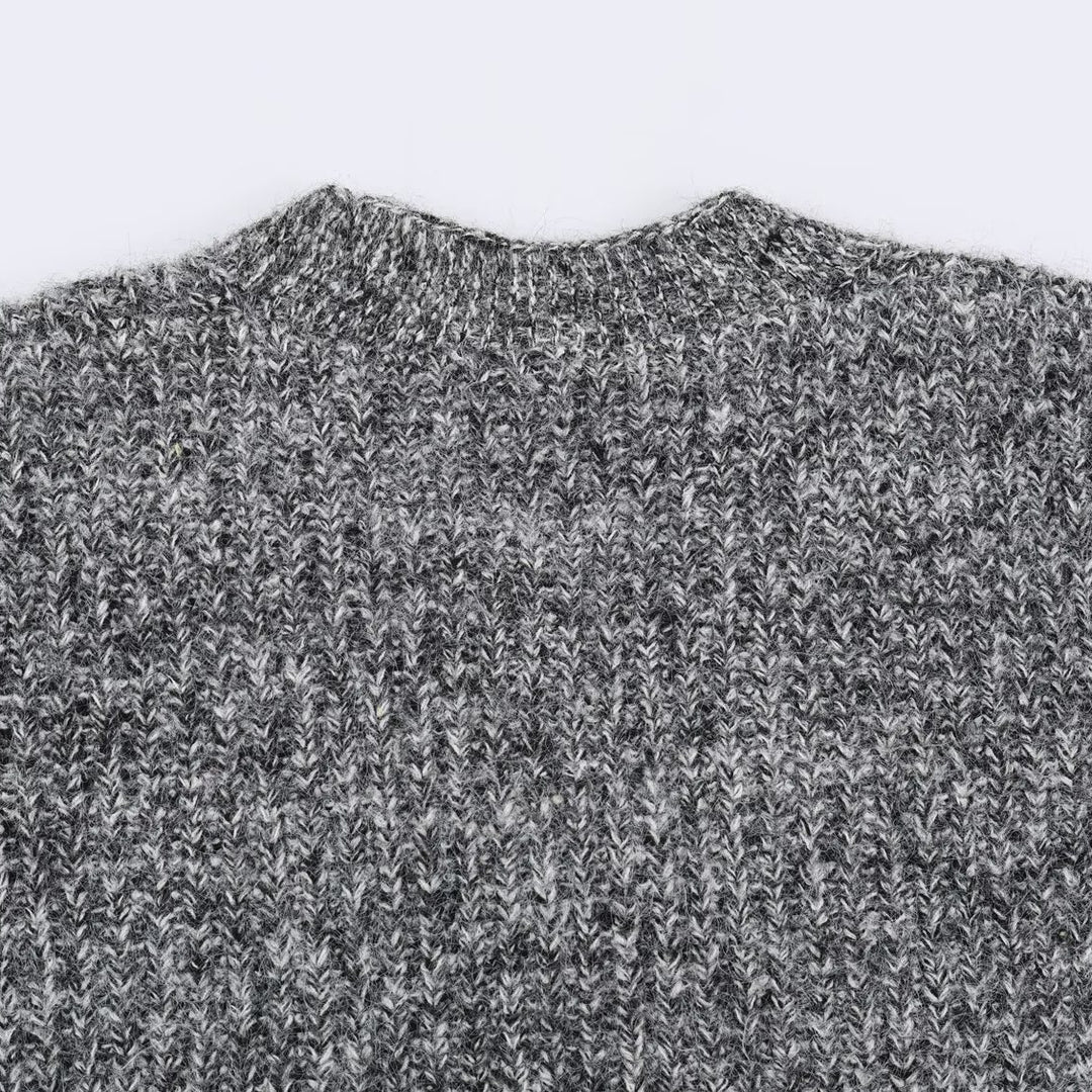 Damen Oversized Grobstrick-Cardigan mit tiefem V-Ausschnitt, Rippenstruktur und Ballonärmeln Nord Taschen