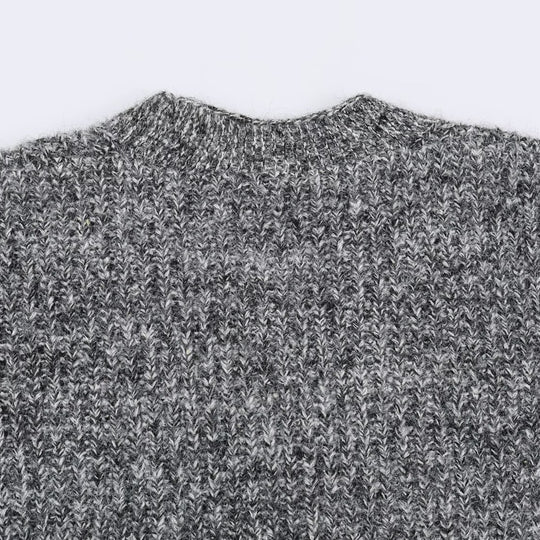 Damen Oversized Grobstrick-Cardigan mit tiefem V-Ausschnitt, Rippenstruktur und Ballonärmeln Nord Taschen