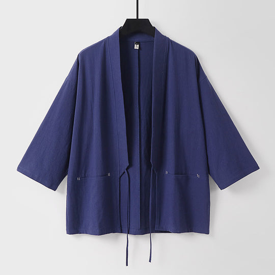 Damen Lockerer Kimono-Cardigan aus Baumwollmix mit Tunnelzug und Hüfttaschen Nord Taschen