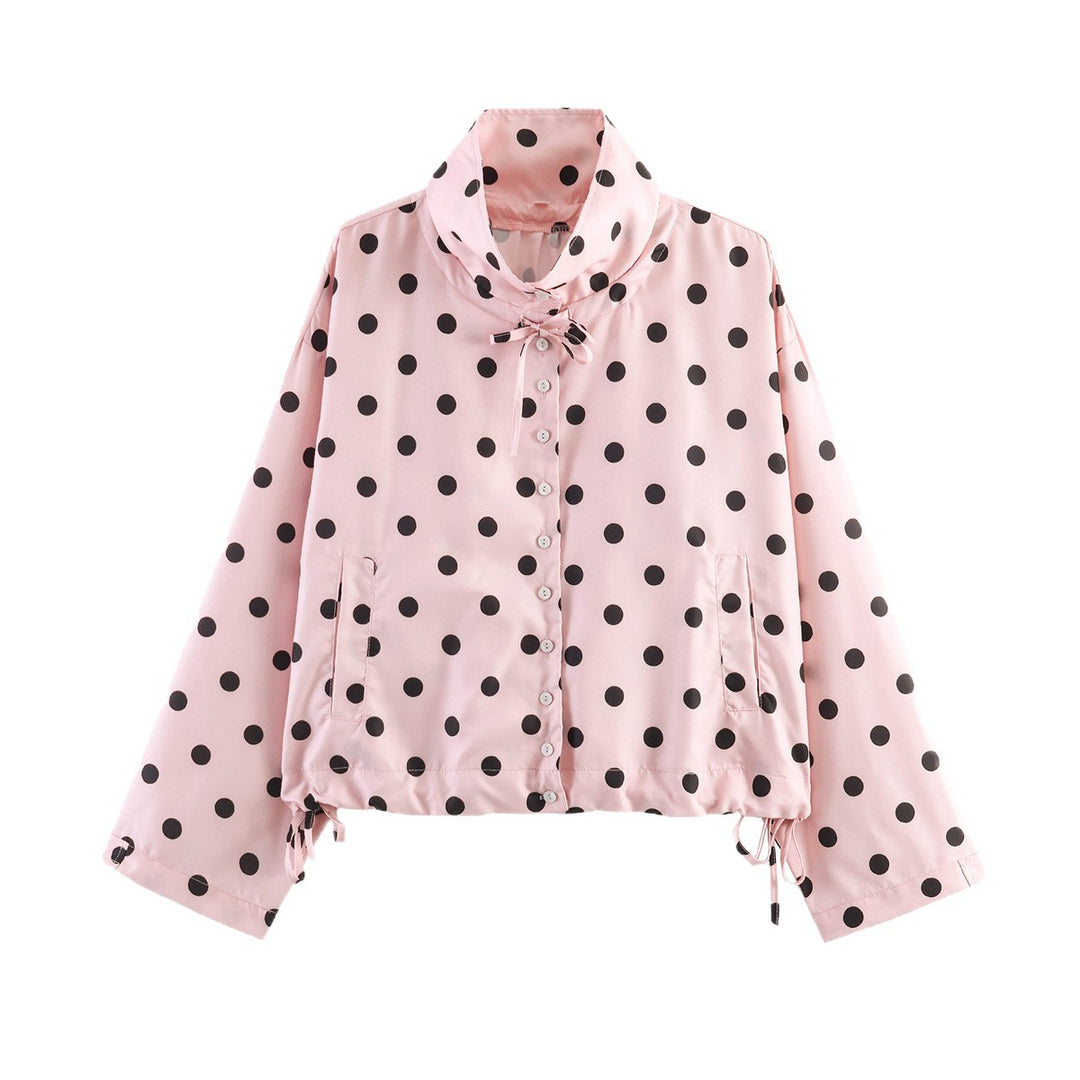 Damen Leichte Satin-Übergangsjacke im Cropped-Schnitt mit Stehkragen und Kordelzug Nord Taschen