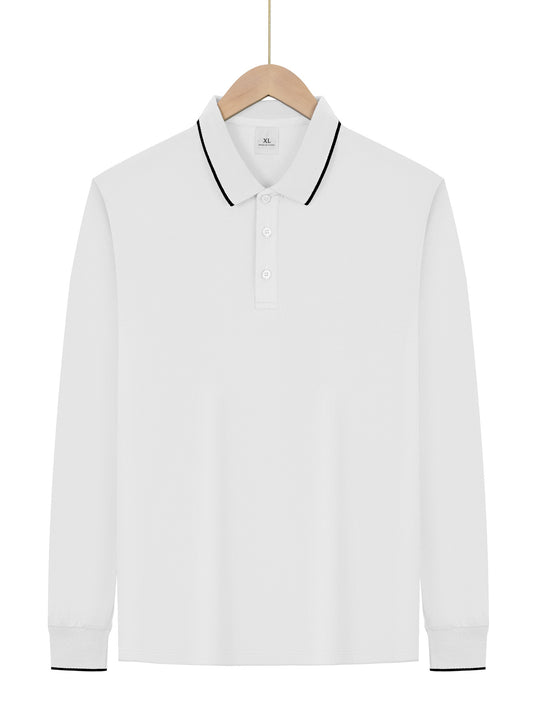 Herren Langarm-Piqué-Polo mit kontrastbesetztem Kragen und Bündchen Nord Taschen