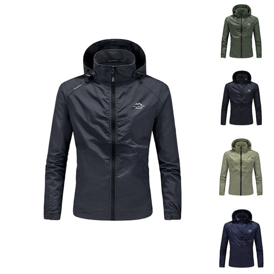 Herren Ultraleichte packbare Outdoorjacke mit hohem Kragen, Kapuze und atmungsaktivem Meshfutter Nord Taschen