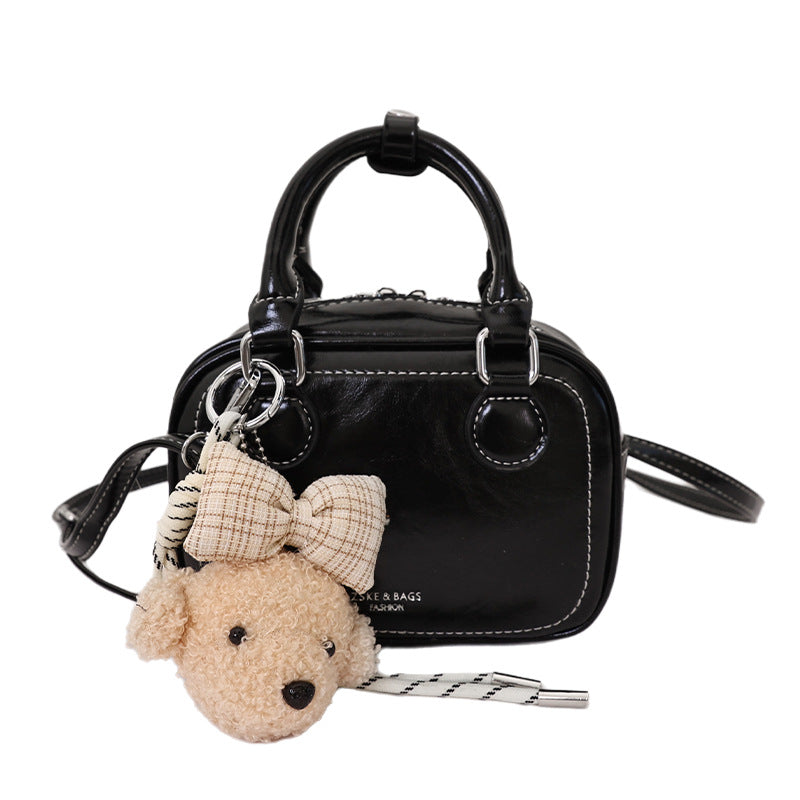 Damen Mini-Handtasche mit abnehmbarem Plüschanhänger Nord Taschen