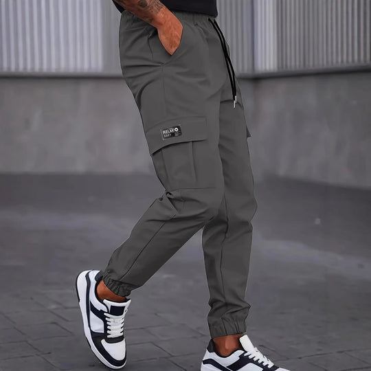 Herren Moderne Cargo-Jogginghose mit elastischem Bund, Kordelzug & Klappentaschen Nord Taschen