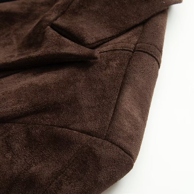 Damen Taillierter Blazer in Veloursoptik mit Doppelknopfverschluss und Wiener Nähten Nord Taschen