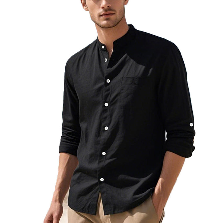 Herren Hemd im eleganten Henley-Stil mit strukturierter Baumwolle