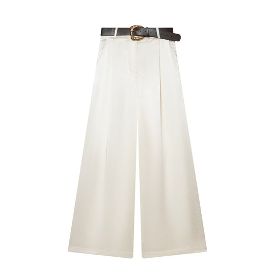 Damen High‑Waist Palazzo‑Hose mit Leoparden‑Print, weitem Bein und Ziergürtel Nord Taschen