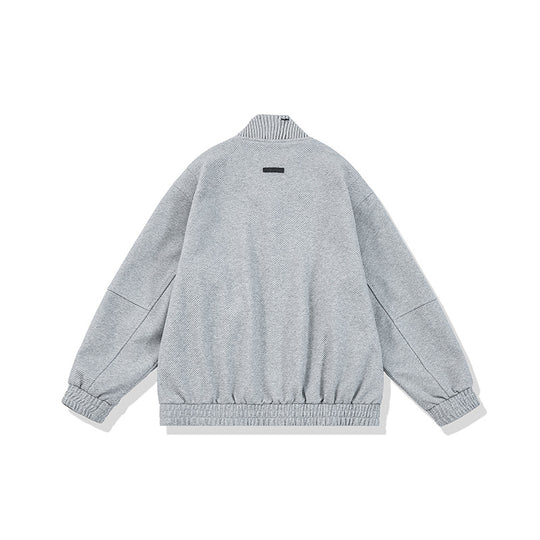 Unisex Boxy-Strickmix Übergangsjacke mit hohem Rippenkragen und elastischem Saum Nord Taschen