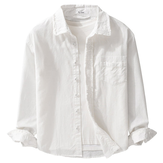 Herren Fransen-Overshirt aus Baumwollmix mit Brusttasche und Knopfleiste Nord Taschen
