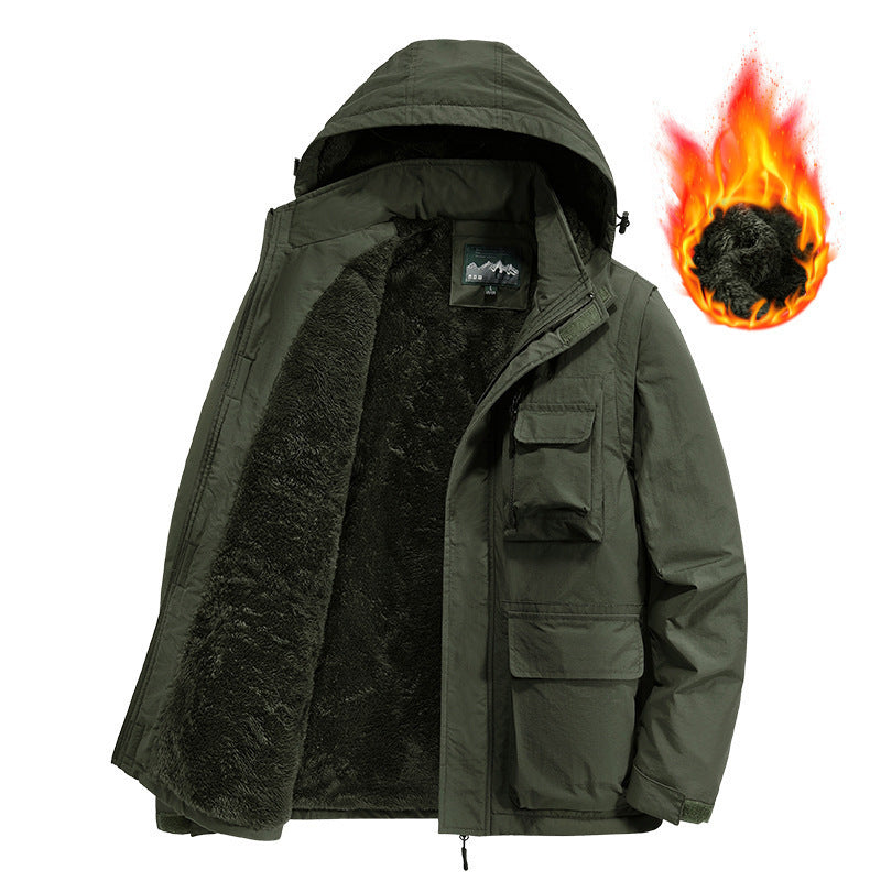 Herren Multifunktionaler Fleece-gefütterter Fieldparka mit Kapuze und Mehrfach-Taschen Nord Taschen