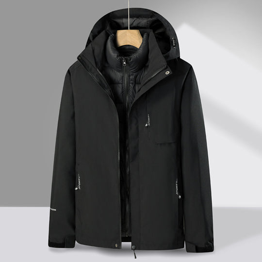 Herren dreiteiliger Übergangsparka mit abnehmbarer gesteppter Innenjacke und wetterfester Softshell-Außenlage Nord Taschen