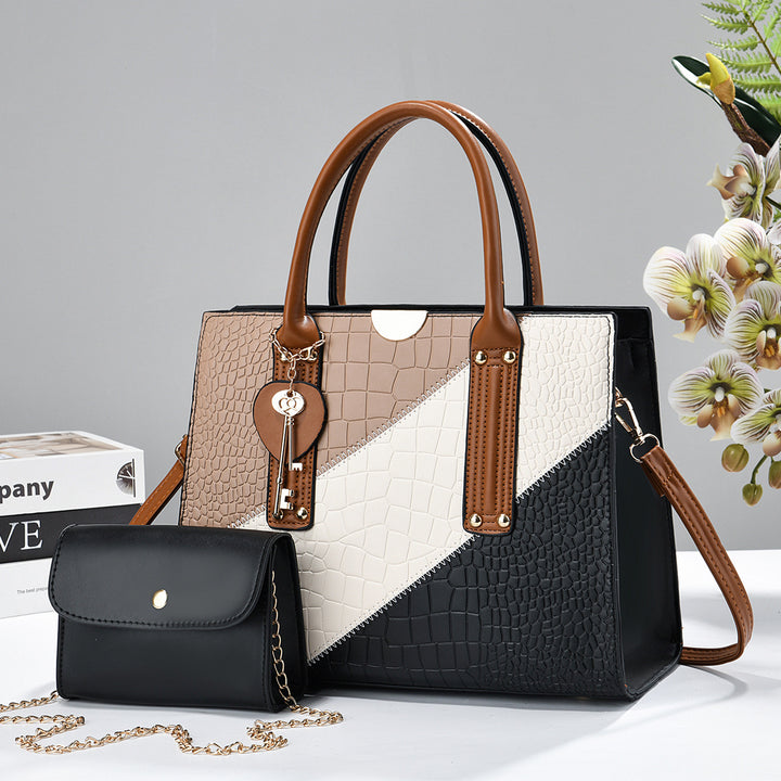 Damen elegante Handtasche mit Krokodilprägung und abnehmbarer Mini-Clutch Nord Taschen