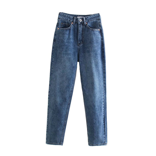 Damen Hochtaillierte Denim-Jeans mit konisch zulaufendem Bein Nord Taschen