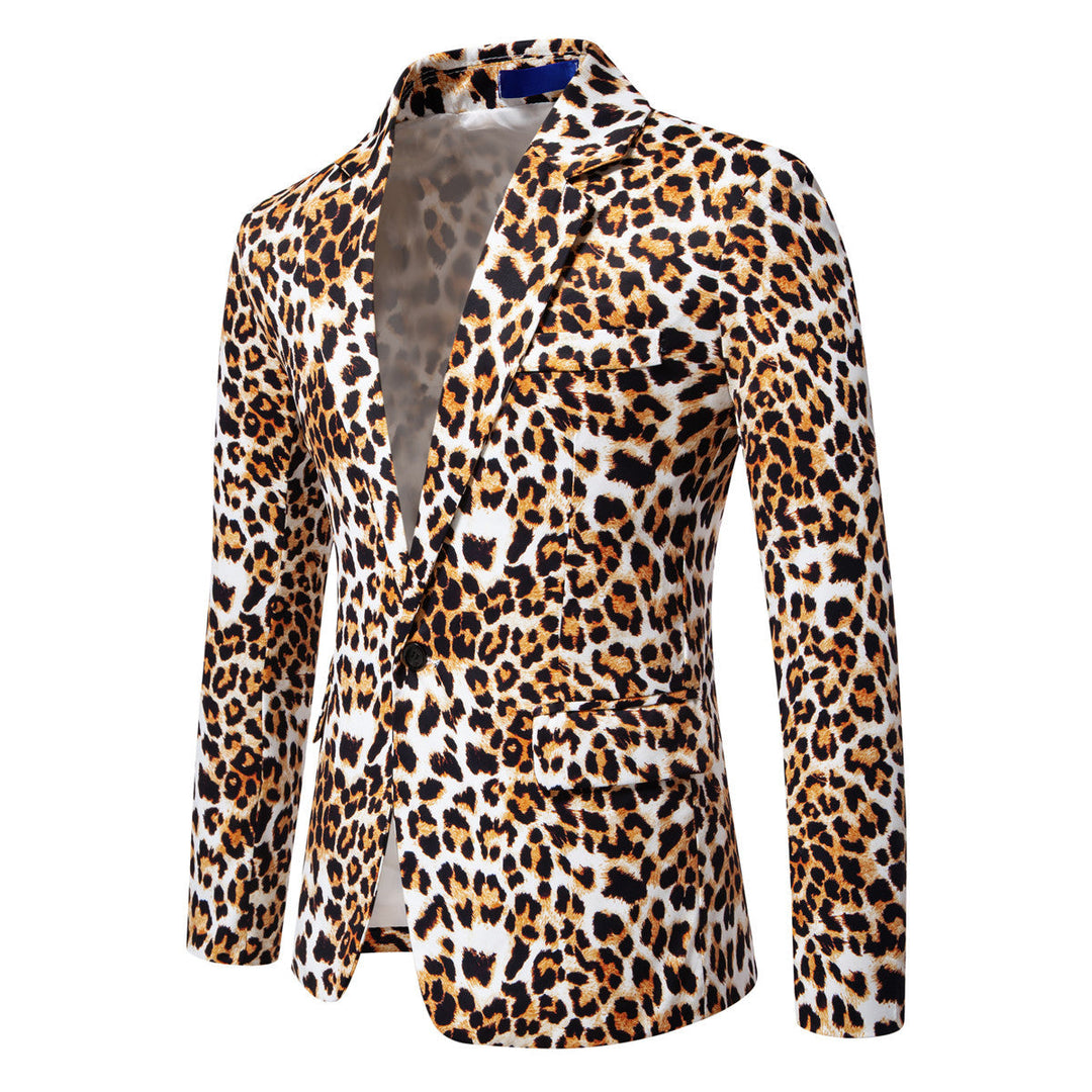 Herren Designer-Blazer mit auffälligem Leopardenmuster und edlem Schnitt