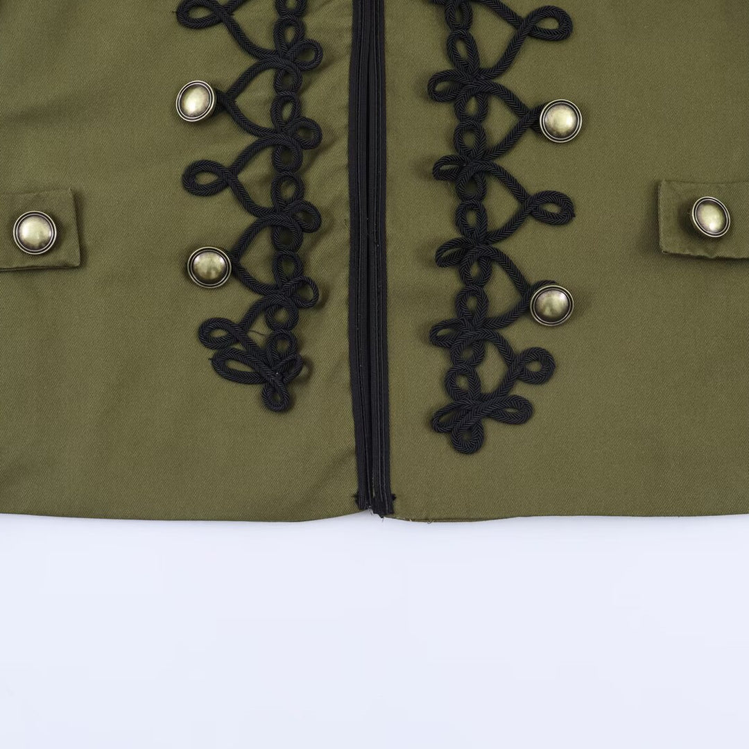 Damen Militärisch inspirierte Kurzjacke mit dekorativer Kordauflage und Stehkragen Nord Taschen