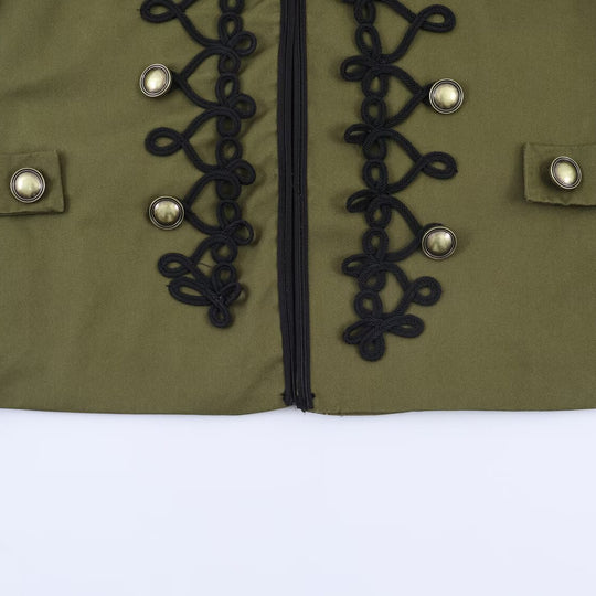 Damen Militärisch inspirierte Kurzjacke mit dekorativer Kordauflage und Stehkragen Nord Taschen