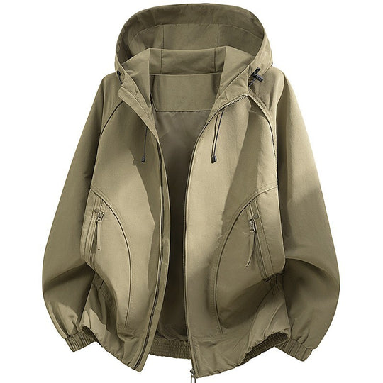 Herren Kapuzen-Utility-Softshelljacke mit Oversize-Schnitt, Reißverschlusstaschen und elastischem Saum Nord Taschen