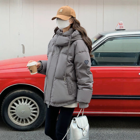 Damen nan oversized gesteppte Kurzjacke mit Kapuze, winddichter Fütterung und übergroßem Kragen Nord Taschen