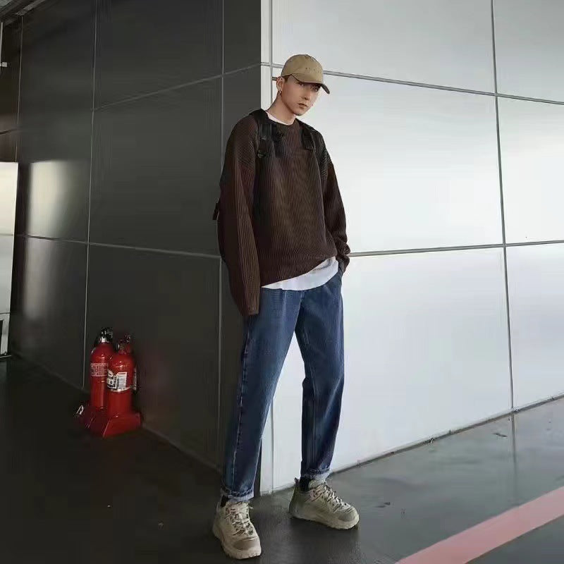 Damen Bequemer Oversized Strickpullover Nord Taschen