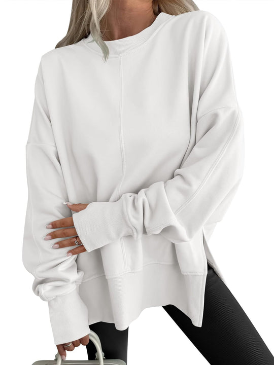 Damen Oversize-Sweatshirt mit Mittelnaht, verlängerter Saum und Rippbündchen Nord Taschen