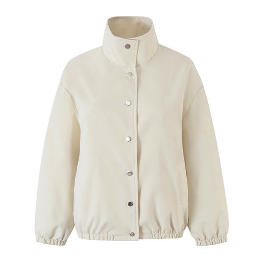 Damen Zweiteiliges Set aus kurzem Blouson mit Stehkragen und hoher Taillen-Bleistiftrock Nord Taschen