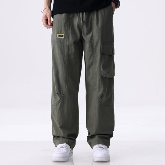 Herren Weite Utility-Cargohose aus Baumwollmix mit Kordelzugbund und aufgesetzten Klappentaschen Nord Taschen