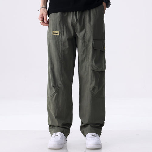 Herren Weite Utility-Cargohose aus Baumwollmix mit Kordelzugbund und aufgesetzten Klappentaschen Nord Taschen