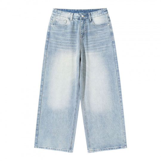 Damen Hoher Bund weit geschnittene gerade Jeans aus Vintage-Denim Nord Taschen