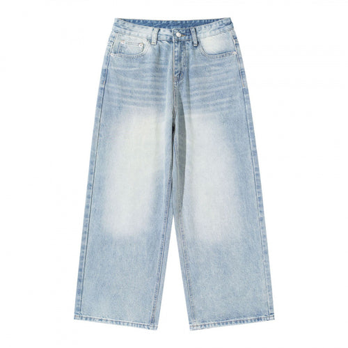 Damen Hoher Bund weit geschnittene gerade Jeans aus Vintage-Denim Nord Taschen