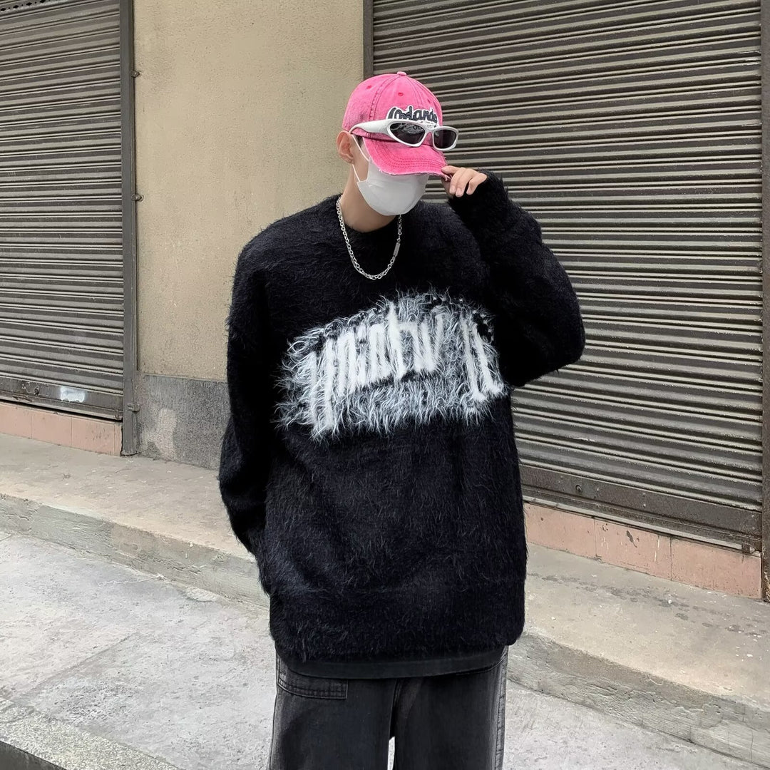 Herren Trendiger Oversized Pullover mit auffälligem Schriftzug Nord Taschen