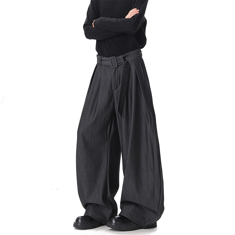 Damen Weite Paperbag-Hose mit hohem Bund, Falten und Taillengürtel Nord Taschen