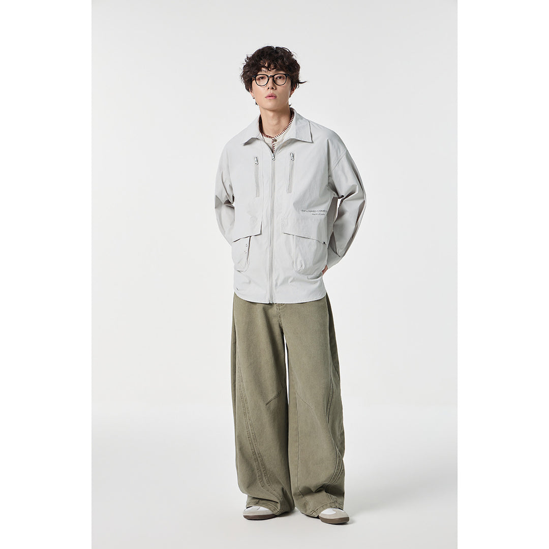 Unisex Technisches Overshirt-Jacke im Boxy-Cut mit Frontreißverschluss und Multifunktions-Taschen Nord Taschen